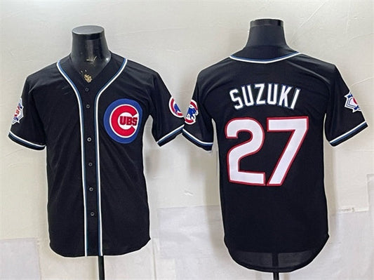 Chicago Cubs #27 Seiya Suzuki 150th Anniversary Black Out Style Vapor Premier Limited Stitched Jersey