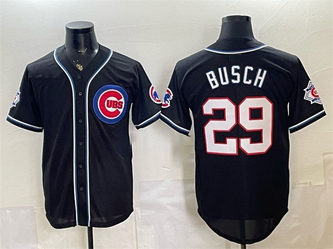 Chicago Cubs #29 Michael Busch 150th Anniversary Black Out Style Vapor Premier Limited Stitched Jersey