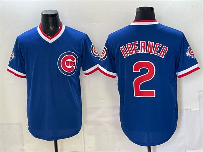 Chicago Cubs #2 Nico Hoerner Royal 150th Anniversary Throwback Vapor Limited Stitched Jersey