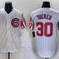 Chicago Cubs #30 Kyle Tucker White Pinstripe 2025 Independence Day Vapor Premier Limited Stitched Baseball Jersey