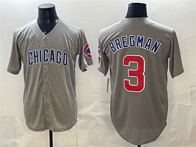 Chicago Cubs #3 Alex Bregman Grey Limited Stitched Baseball Jersey