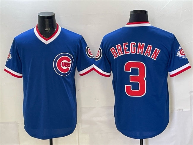 Chicago Cubs #3 Alex Bregman Royal 150th Anniversary Throwback Vapor Limited Stitched Jersey