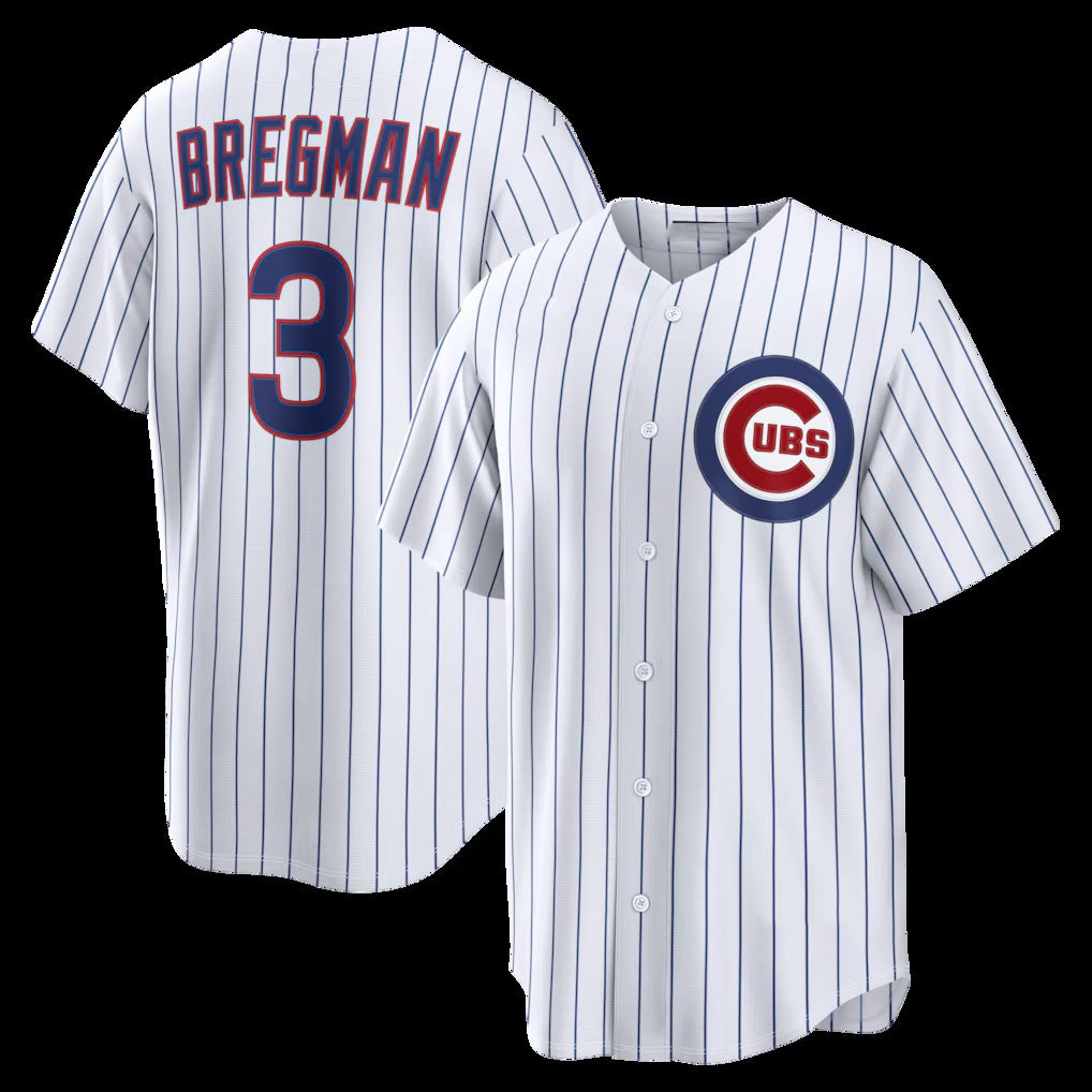 Chicago Cubs #3 Alex Bregman White Home Replica Stitched Baseball Jersey
