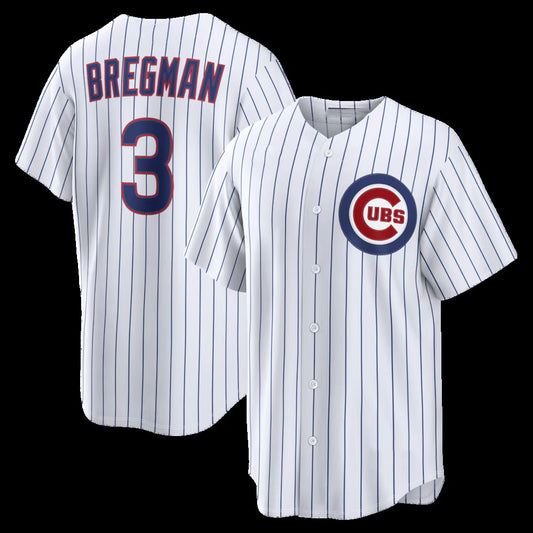Chicago Cubs #3 Alex Bregman White Home Replica Stitched Baseball Jersey