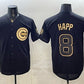 Chicago Cubs #8 lan Happ Black Gold 150th Anniversary Patch Stitched Jersey