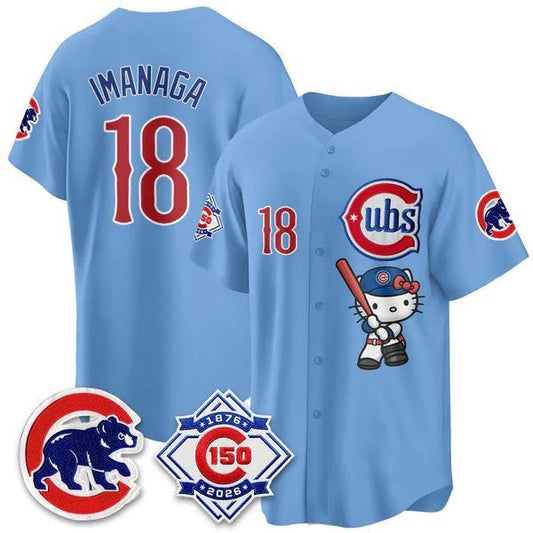 Chicago Cubs #18 Sh¨­ta Imanaga Blue Puhics Meow KT All Stitched Jersey