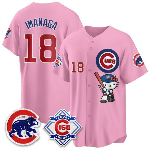Chicago Cubs #18 Sh¨­ta Imanaga Pink Puhics Meow KT All Stitched Jersey