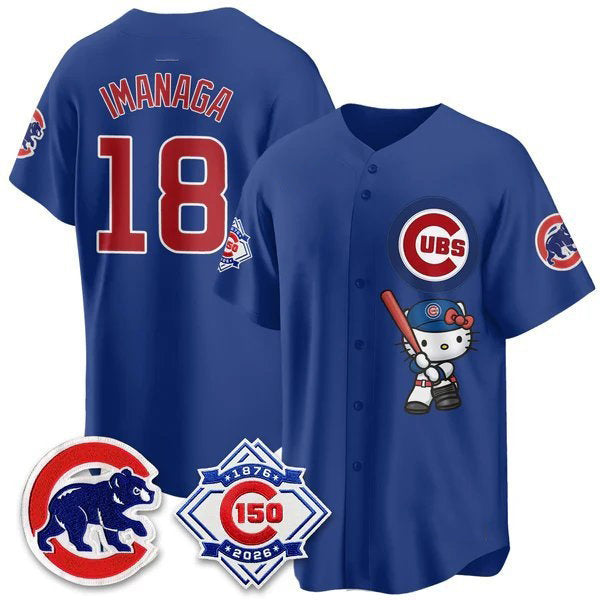 Chicago Cubs #18 Sh¨­ta Imanaga Royal Puhics Meow KT All Stitched Jersey