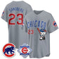 Chicago Cubs #23 Ryne Sandberg Gray Puhics Meow KT All Stitched Jersey