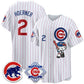 Chicago Cubs #2 Nico Hoerner Pinstripe Pink Puhics Meow KT All Stitched Jersey