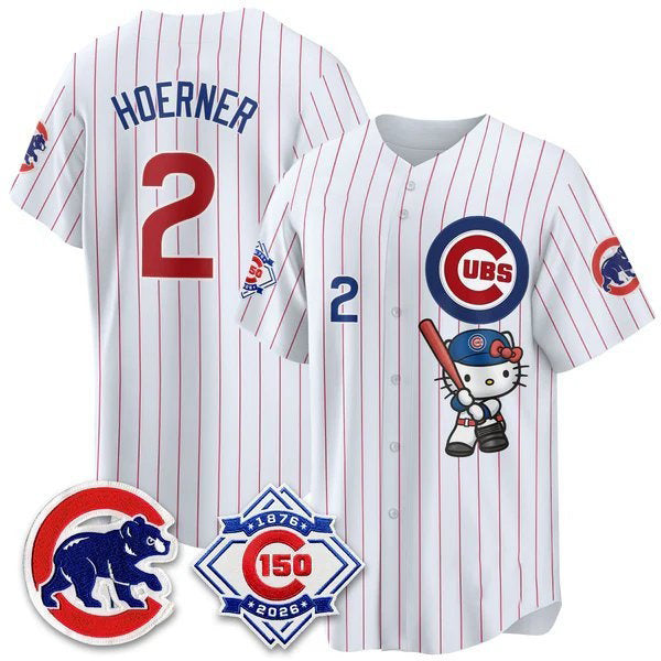 Chicago Cubs #2 Nico Hoerner Pinstripe Pink Puhics Meow KT All Stitched Jersey