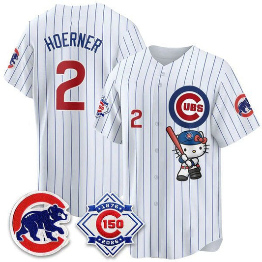 Chicago Cubs #2 Nico Hoerner Pinstripe White Puhics Meow KT All Stitched Jersey
