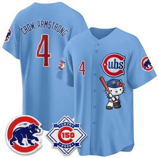 Chicago Cubs #4 Pete Crow-Armstrong Blue Puhics Meow KT All Stitched Jersey