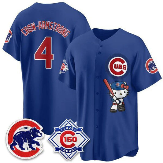 Chicago Cubs #4 Pete Crow-Armstrong Royal Puhics Meow KT All Stitched Jersey