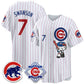 Chicago Cubs #7 Dansby Swanson Pinstripe Pink Puhics Meow KT All Stitched Jersey