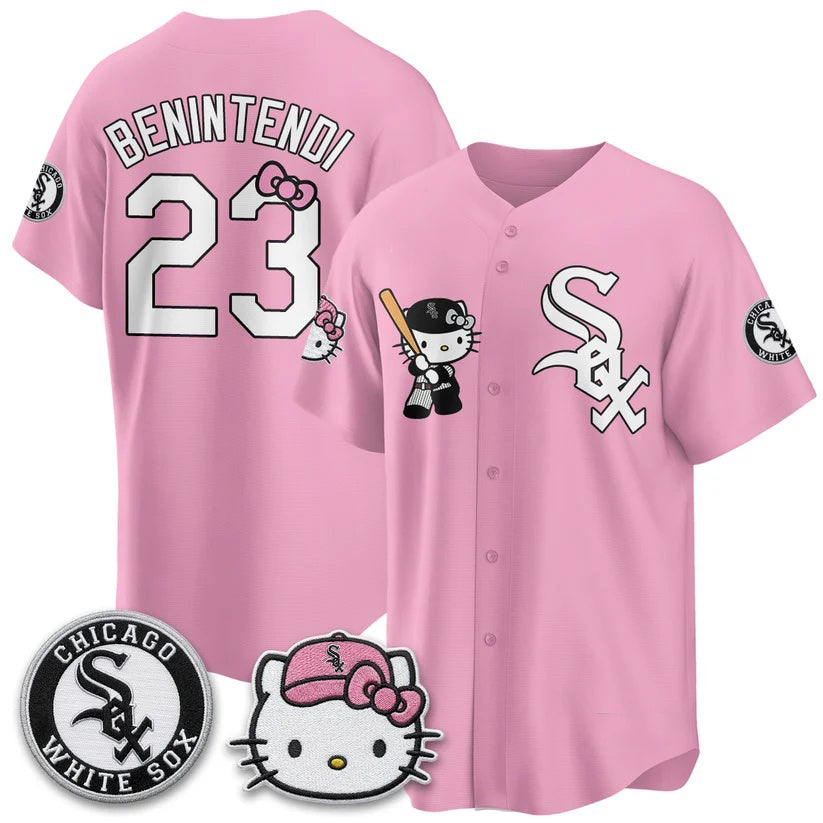 Chicago White Sox #23 Andrew Benintendi Pink Puhics Meow KT Vapor Stitched Jersey