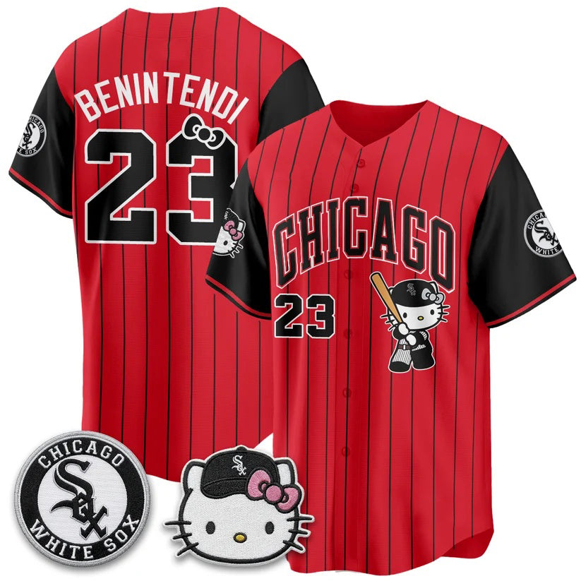 Chicago White Sox #23 Andrew Benintendi Red Puhics Meow KT Vapor Stitched Jersey