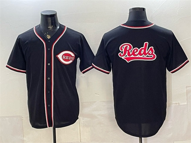 Cincinnati Reds Team Big Logo 2026 Fashion Replica Black Out Stitched Jersey