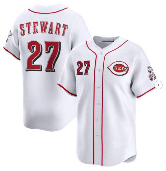 Cincinnati Reds #27 Sal Stewart White Home Limited Stitched Baseball Jersey
