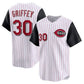 Cincinnati Reds #30 Ken Griffey Jr. White Cooperstown Collection Limited Stitched Jersey