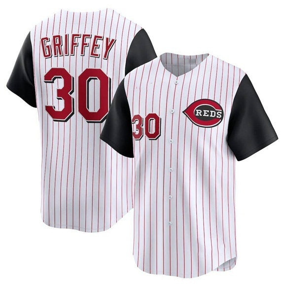 Cincinnati Reds #30 Ken Griffey Jr. White Cooperstown Collection Limited Stitched Jersey