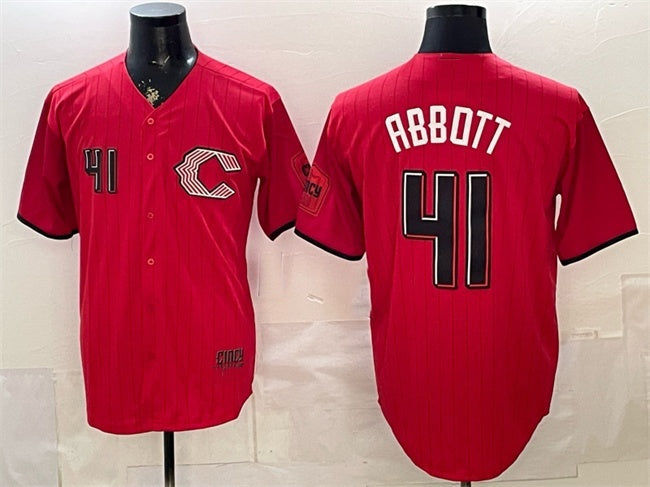 Cincinnati Reds #41 Andrew Abbott Red 2026 City Connect Stadium Stitched Jersey