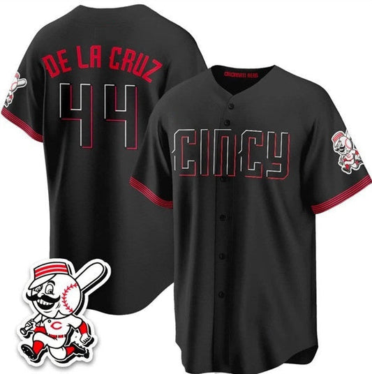Cincinnati Reds #44 Elly De La Cruz Black City Connect With Patch Limited Stitched Jersey
