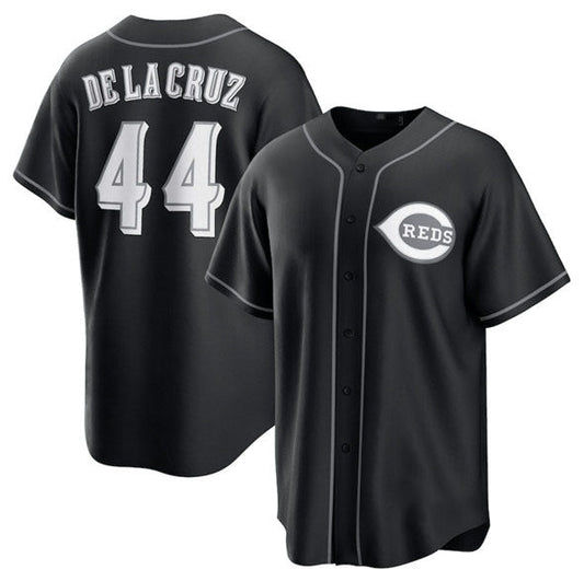 Cincinnati Reds #44 Elly De La Cruz Black Lights Out Limited Stitched Baseball Jersey