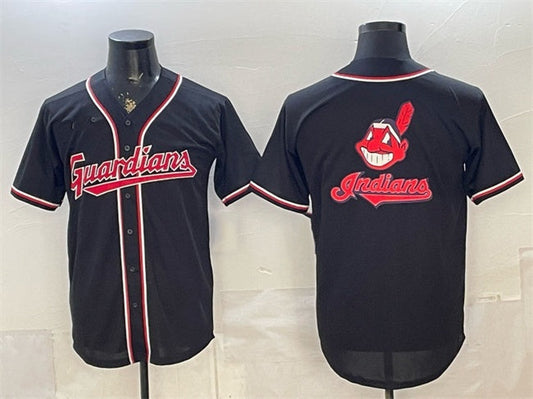 Cleveland Guardians Team Big Logo 2026 Fashion Replica Black Out Stitched Jersey
