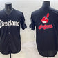 Cleveland Guardians Team Big Logo Black Gothic Vapor Premier Limited Stitched Baseball Jersey