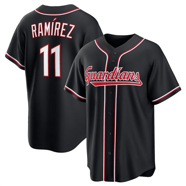 Cleveland Guardians #11 Jos¨¦ Ram¨ªrez 2026 Black Out Stitched Baseball Jersey