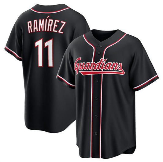 Cleveland Guardians #11 Jos¨¦ Ram¨ªrez 2026 Black Out Stitched Baseball Jersey