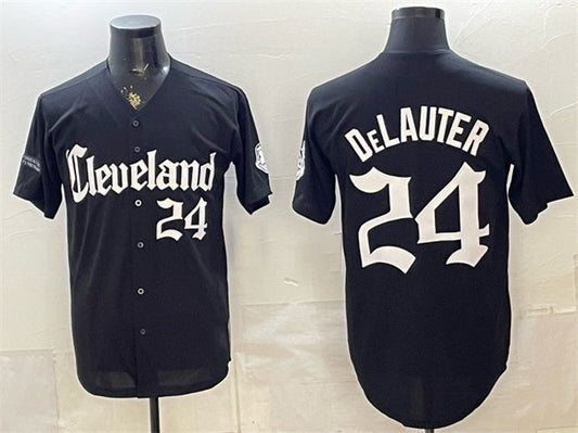 Cleveland Guardians #24 Chase DeLauter Black Gothic Vapor Premier Limited Stitched Jersey
