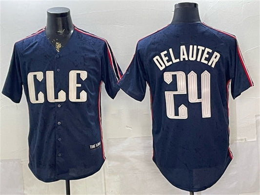 Cleveland Guardians #24 Chase DeLauter Navy 2024 City Connect Limited Stitched Jersey