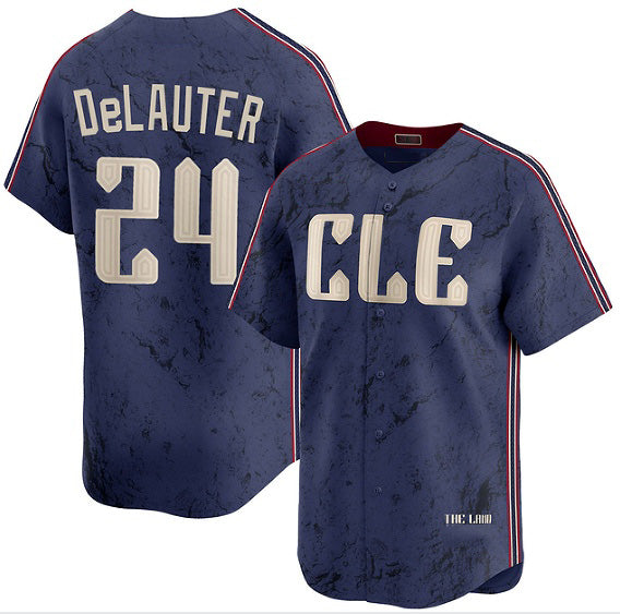 Cleveland Guardians #24 Chase DeLauter Navy 2024 City Connect Limited Stitched Baseball Jersey
