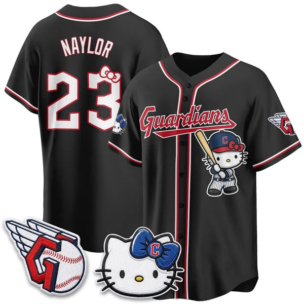 Cleveland Guardians #23 Josh Naylor Black Puhics Meow KT Vapor Stitched Jersey