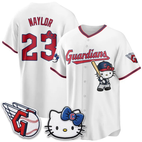 Cleveland Guardians #23 Josh Naylor White Puhics Meow KT Vapor Stitched Jersey