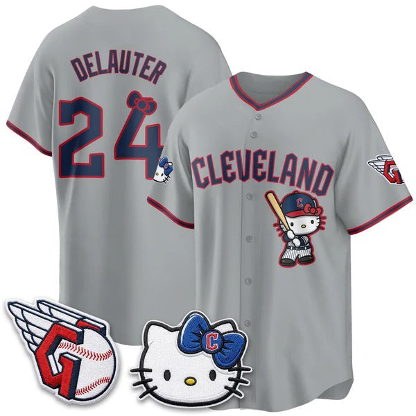 Cleveland Guardians #24 Chase DeLauter Gray Puhics Meow KT Vapor Stitched Jersey