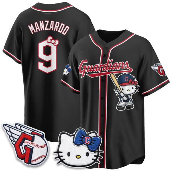 Cleveland Guardians #9 Kyle Manzardo Black Puhics Meow KT Vapor Stitched Jersey