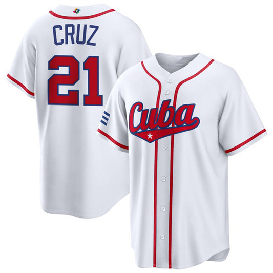 Cuba Baseball #21 Naykel Cruz White 2026 World Baseball Classic Home Stadium Stitched Baseball Jersey