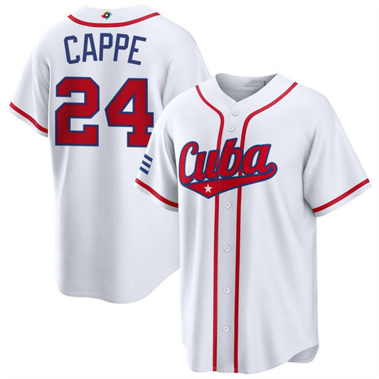 Cuba Baseball #24 Yiddi Cappe White 2026 World Baseball Classic Home Stadium Stitched Baseball Jersey