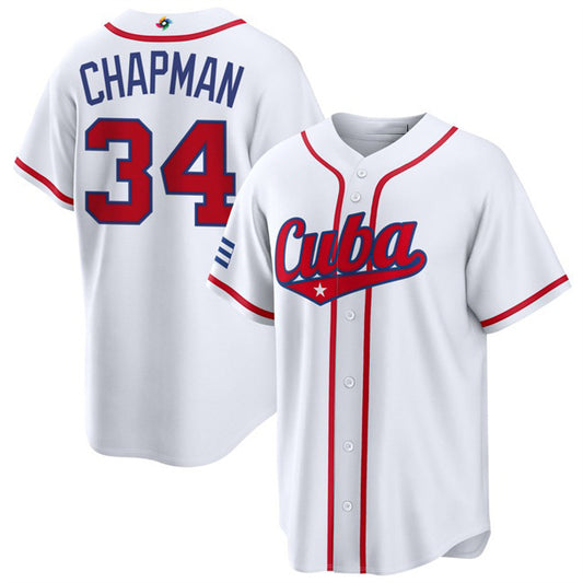 Cuba Baseball #34 Emmanuel Chapman White 2026 World Baseball Classic Home Stadium Stitched Baseball Jersey