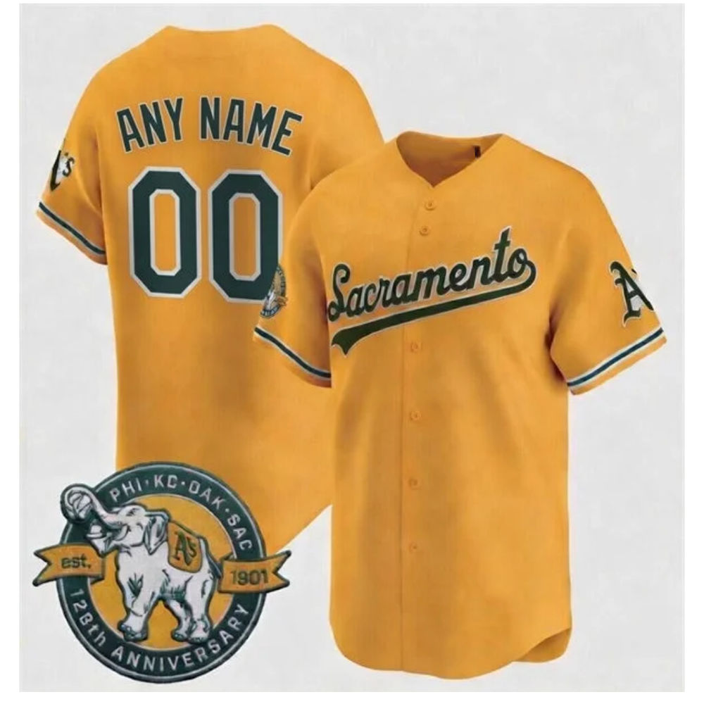 Custom Athletics Gold 125th Anniversary Sacormento Edition Stitched Baseball Jersey