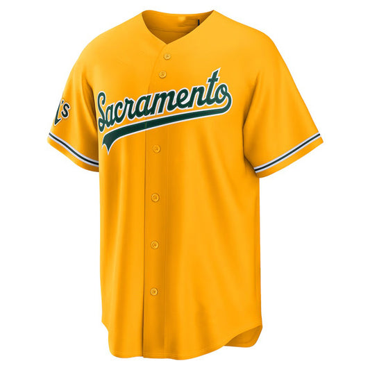 Custom Athletics Gold Alternate Stadium sacormento Stitched Baseball Jersey