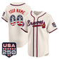 Custom Atlanta Braves Cream USA 250 Fourth of July Vapor Premier Limited Jersey ¨C All Stitched Baseball Jersey