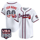 Custom Atlanta Braves White USA 250 Fourth of July Vapor Premier Limited Jersey ¨C All Stitched Baseball Jersey