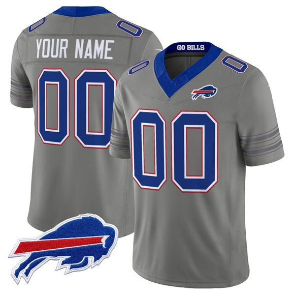 Custom B.Bills Active Player Gray F.U.S.E. 2026 Nickel City Vapor Stitched Football Jersey