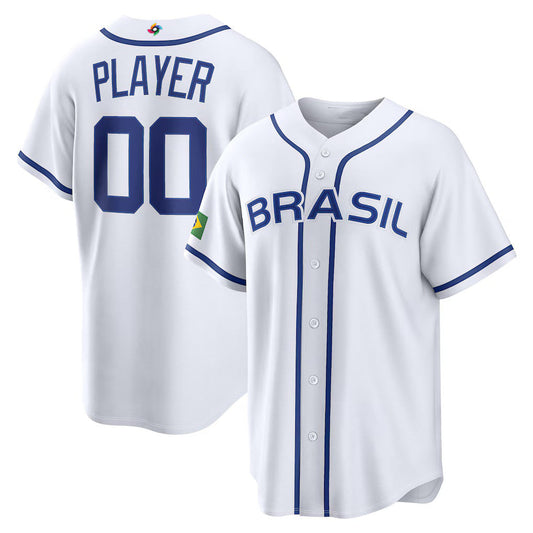 Custom Brazil Baseball 2026 World Baseball Classic Home Pick-A-Player Jersey - White Baseball Jersey Puhics