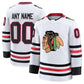 Custom C.Blackhawks Fanatics Away Premium Jersey - White Stitched American Hockey Jerseys