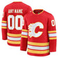 Custom C.Flames Fanatics Home Premium Jersey - Red Stitched American Hockey Jerseys
